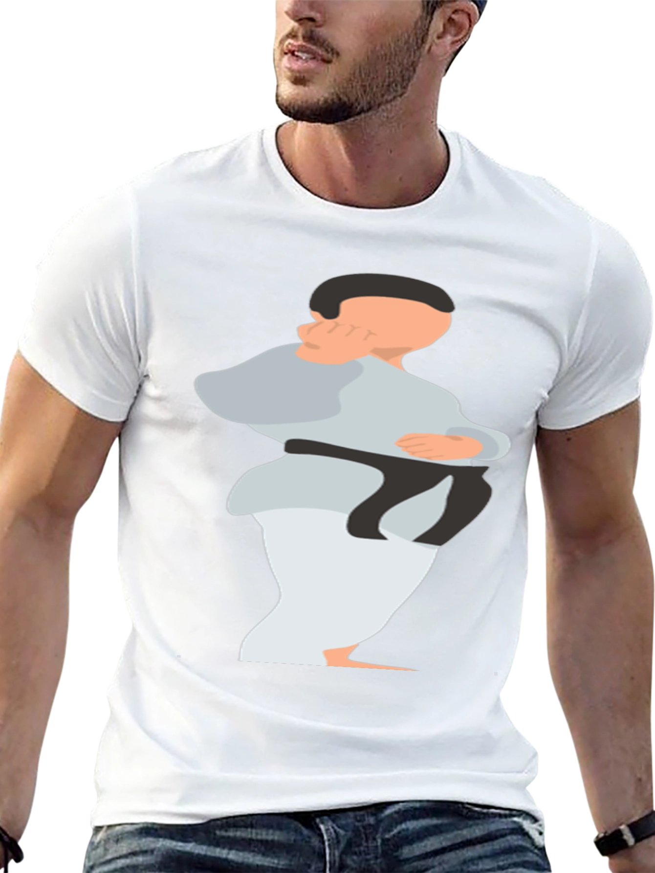 Karate Graphic T-Shirt - Black Cotton Blend