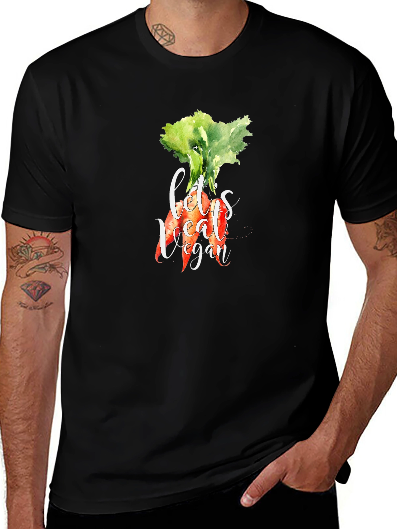 Lets Eat Vegan T-Shirt - Carrot Design