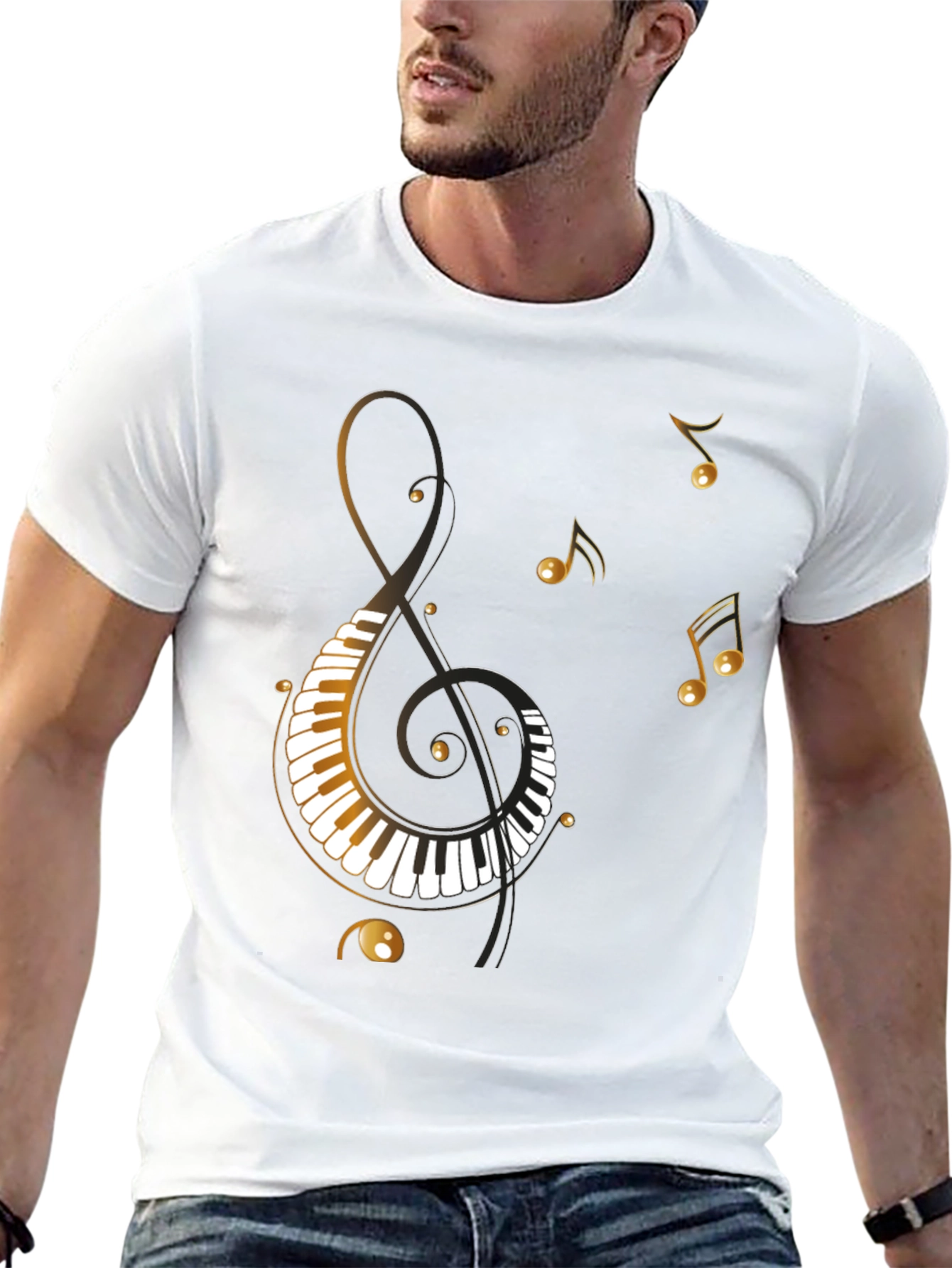 Musical Notes Piano Clef Graphic T-Shirt