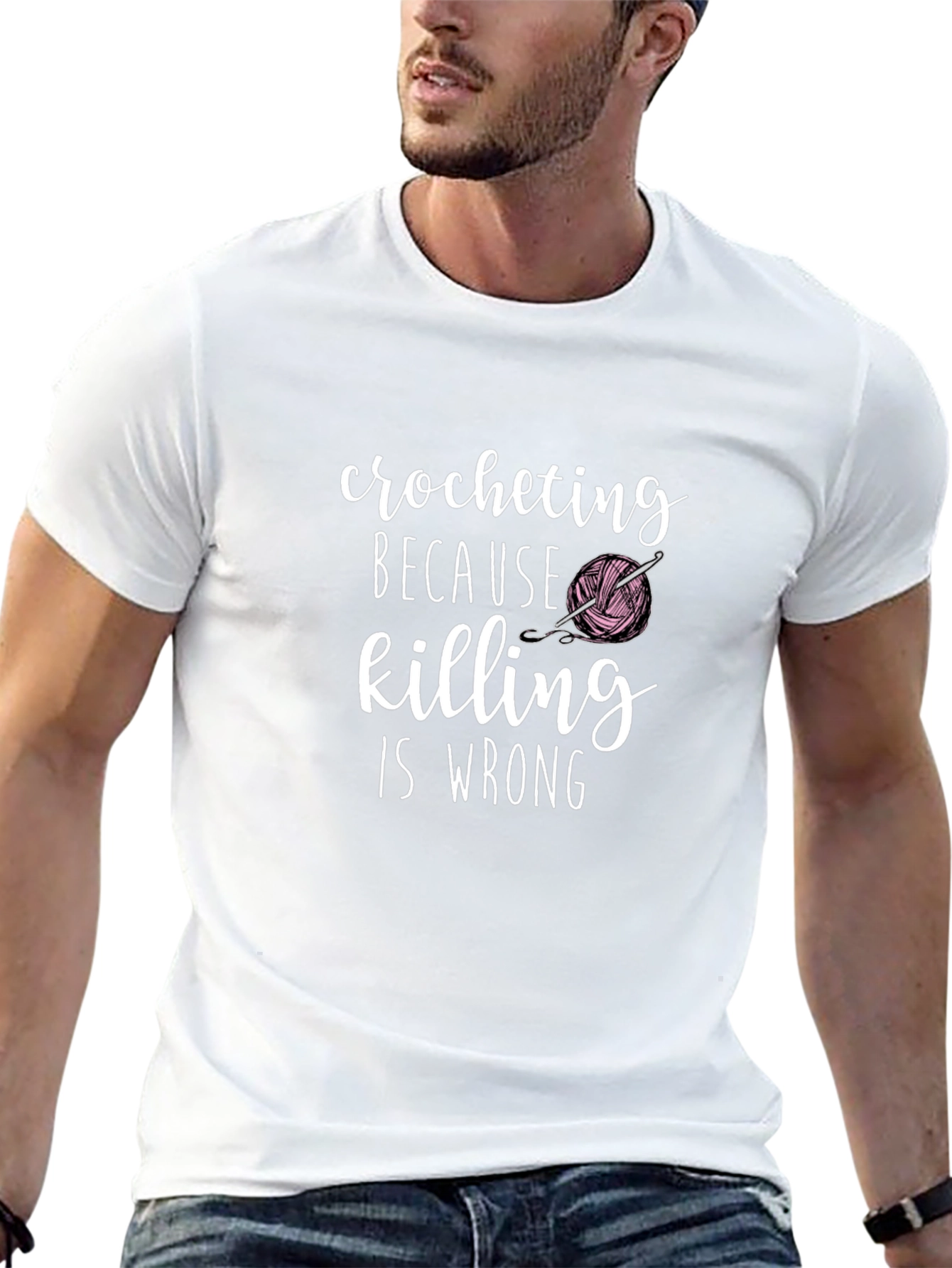 Crocheting Because Killing Is Wrong Graphic T-Shirt