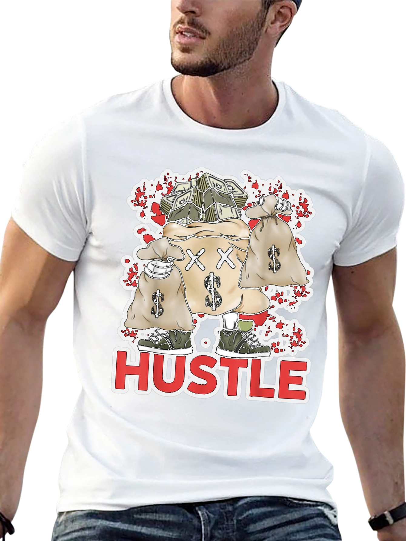 Hustle Money Bags Graphic T-Shirt