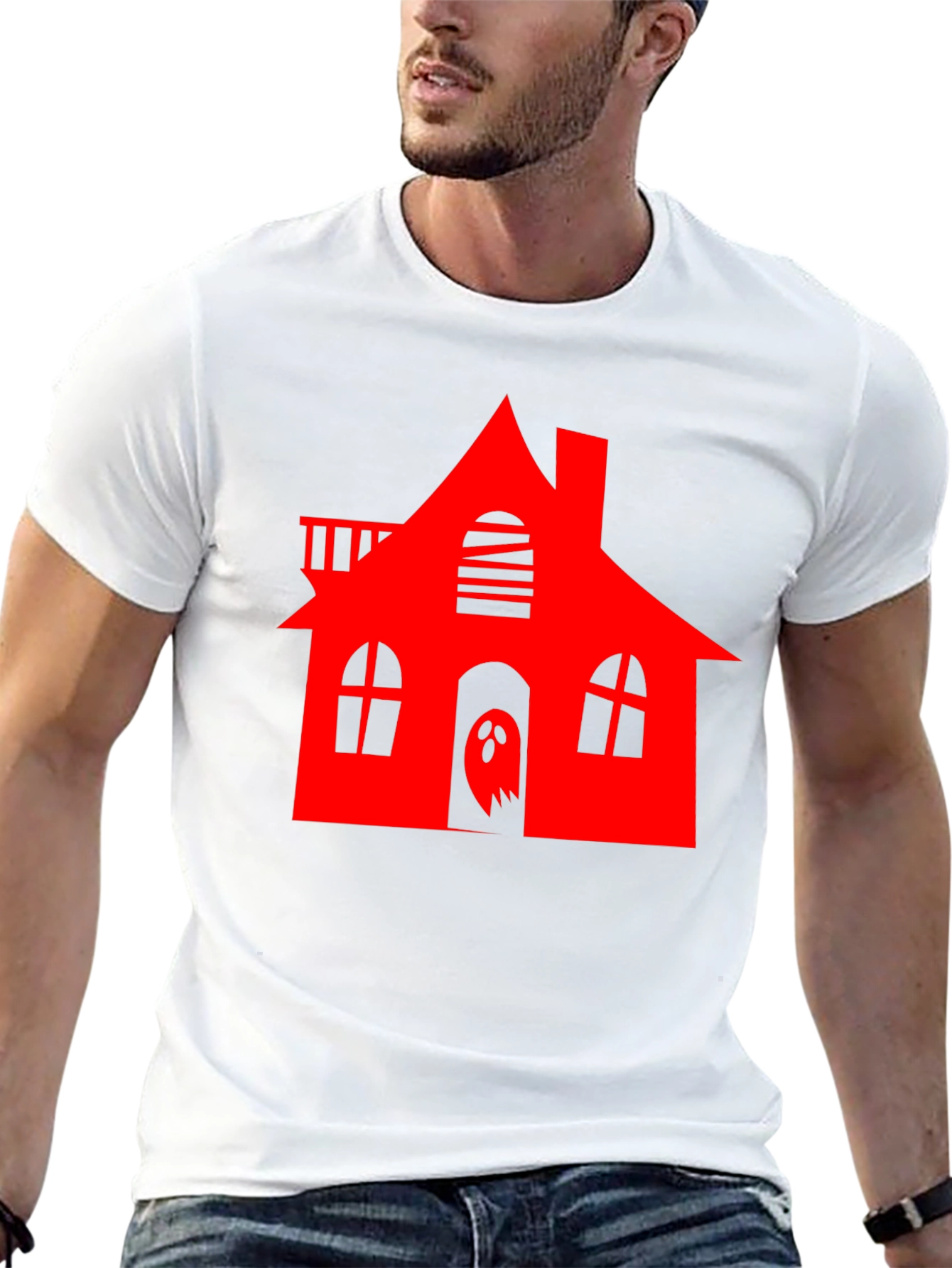 Haunted House Graphic Tee - Halloween Spooky Style