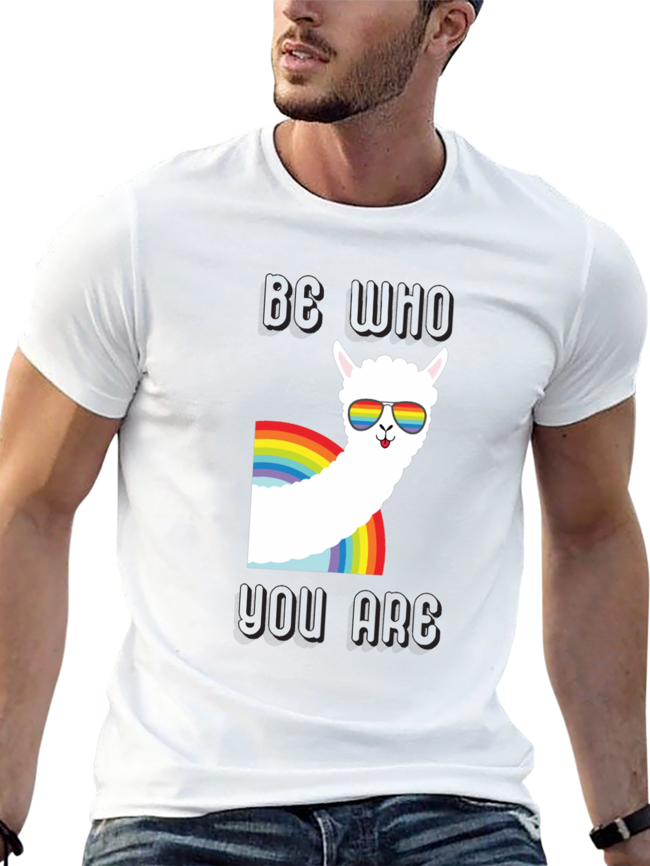 Be Who You Are Llama Rainbow T-Shirt