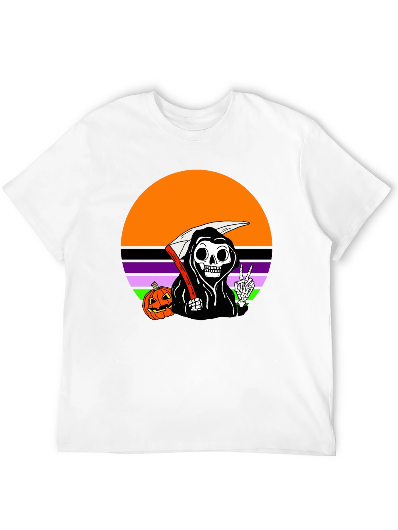 Grim Reaper Halloween T-Shirt with Peace Sign