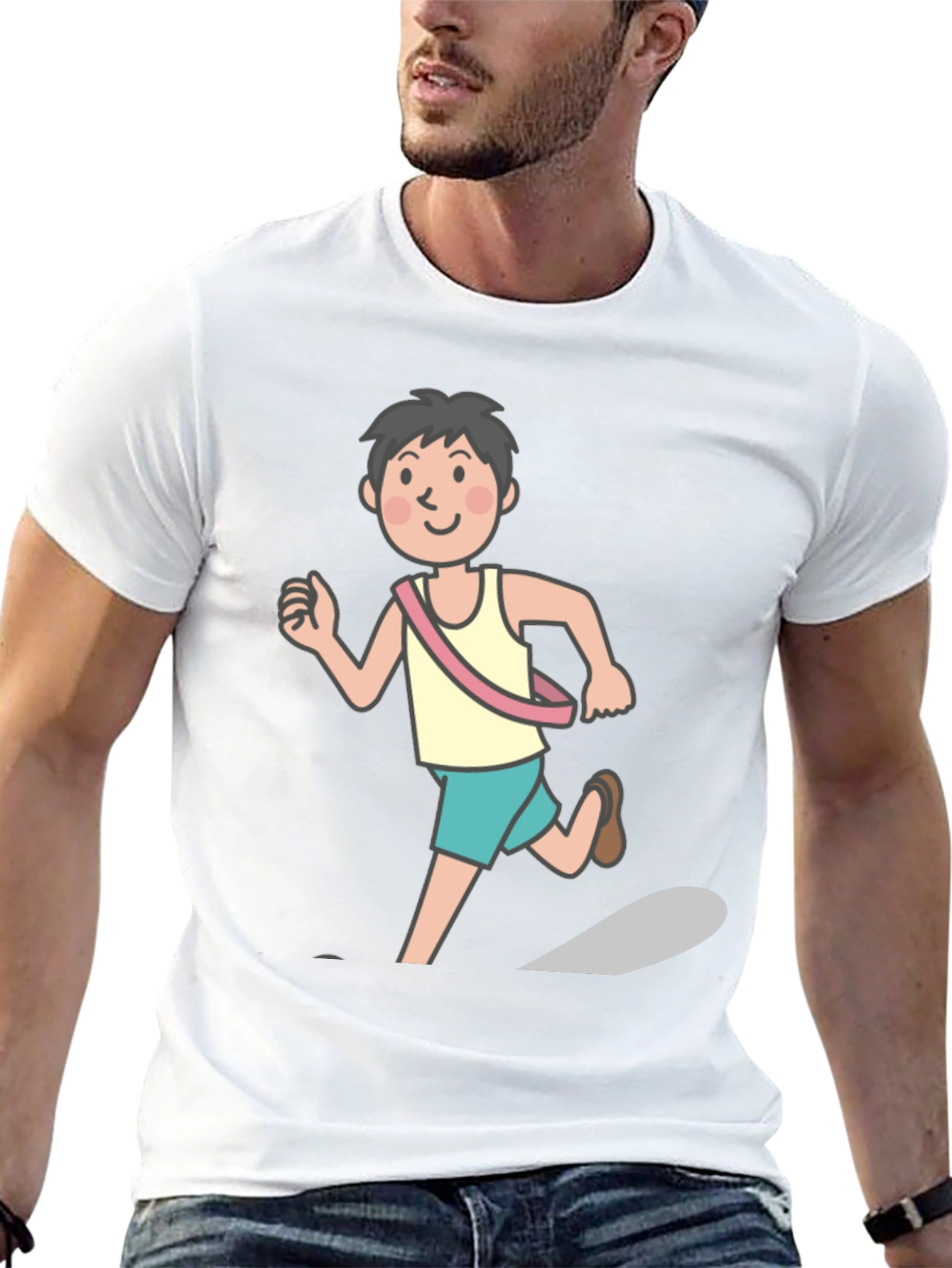 Runner Graphic Tee - Black Cotton Shirt