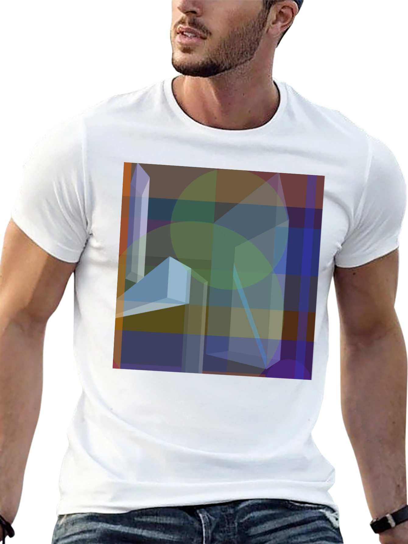 Abstract Geometric Art Graphic Black T-Shirt
