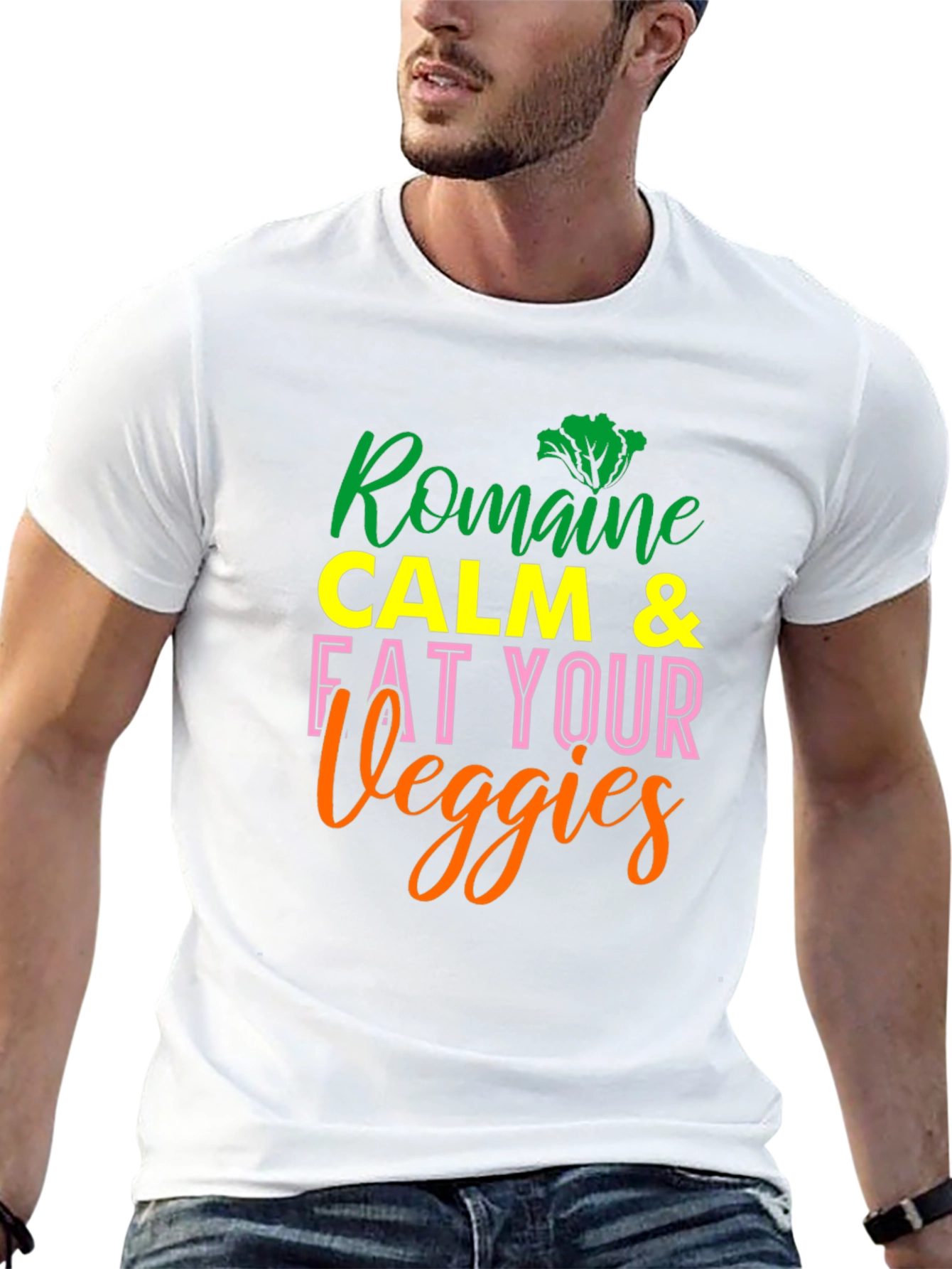 Romaine Calm & Eat Your Veggies Black T-Shirt