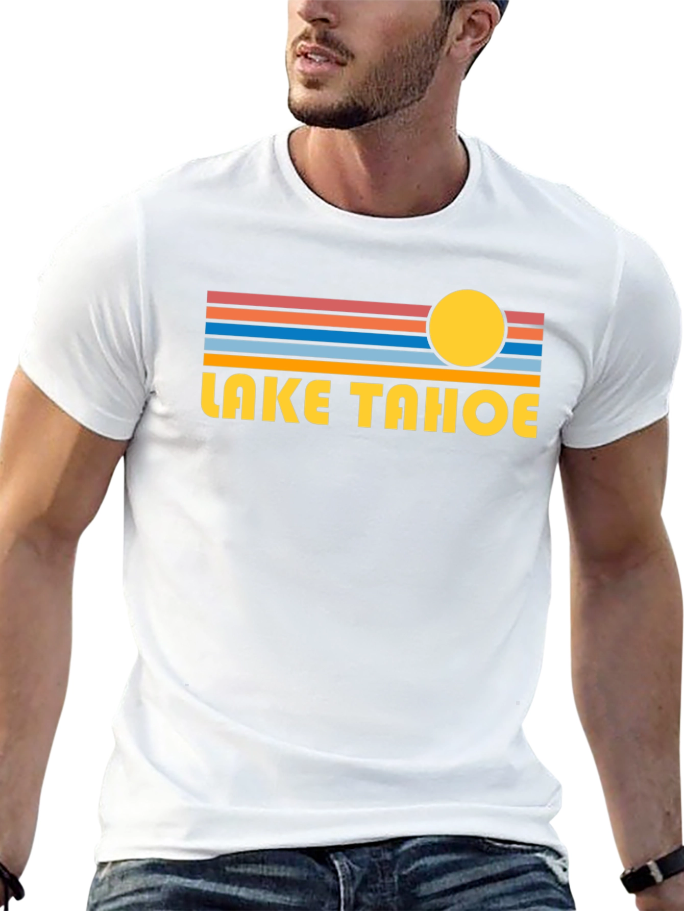 Lake Tahoe Graphic Tee - Retro Style Black T-Shirt