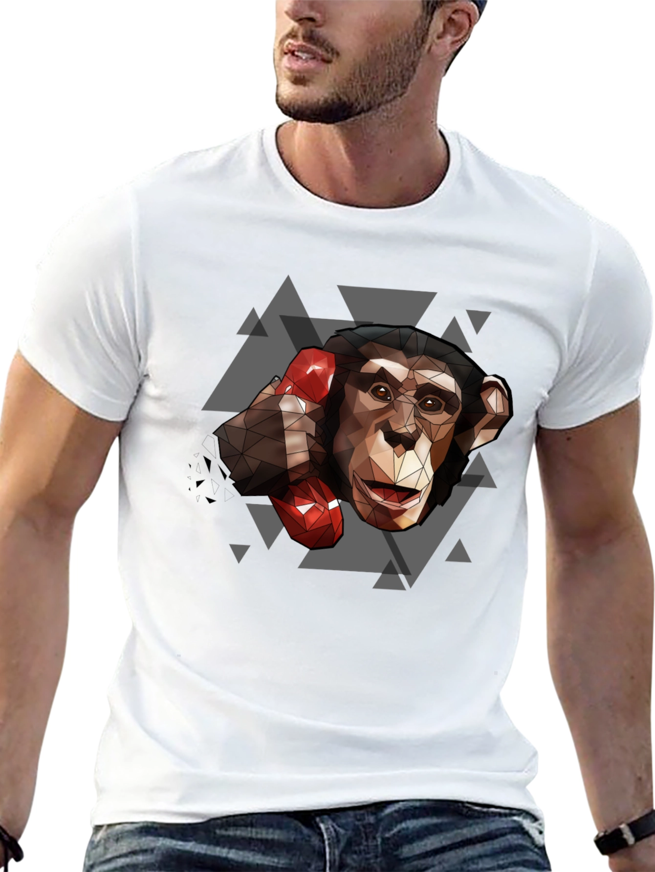 Geometric Monkey Boxing T-Shirt