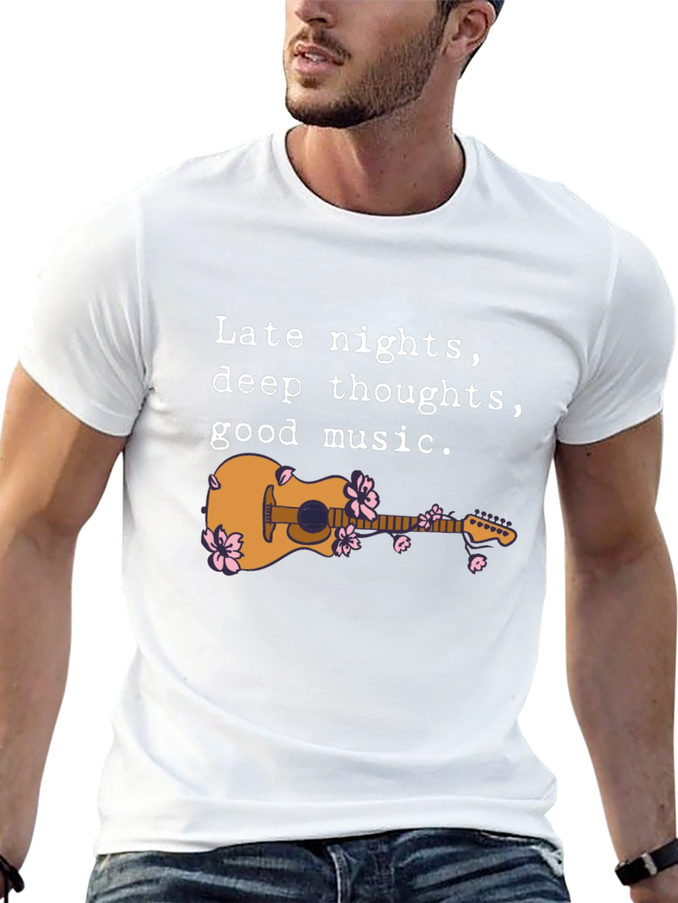 Late Night Guitar Graphic Tee - Black