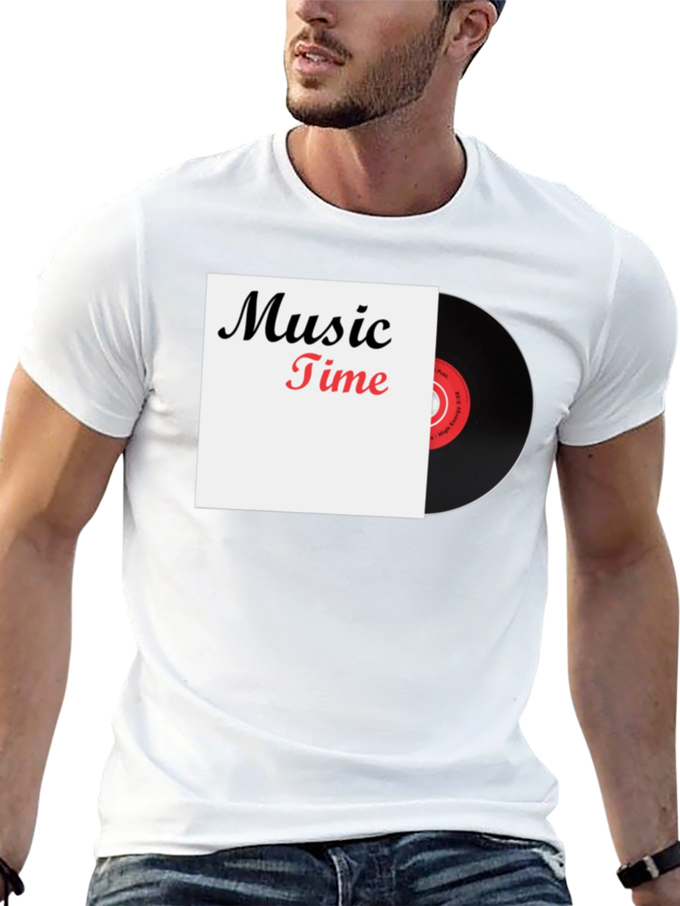 Music Time Vinyl Record Graphic T-Shirt
