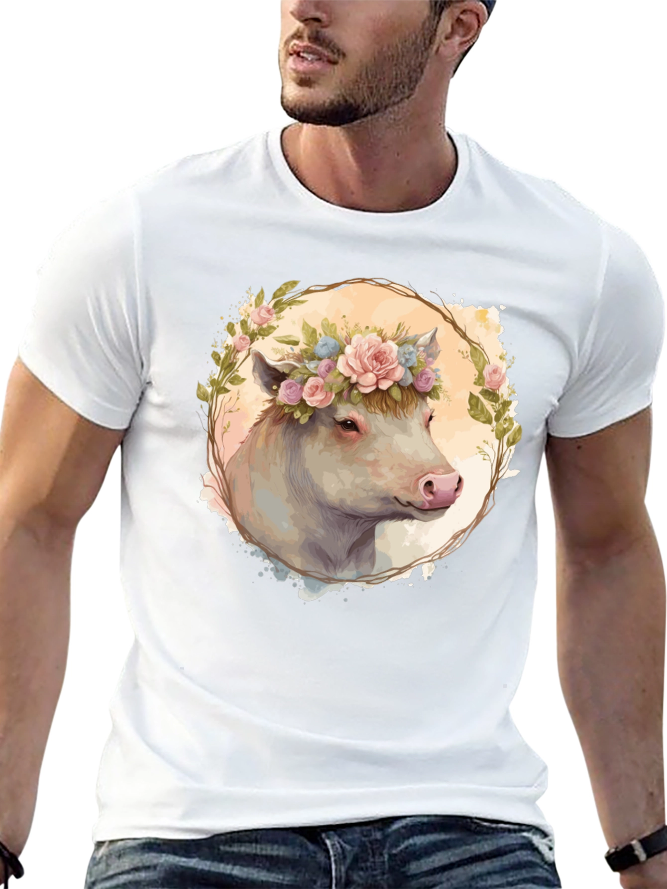 Floral Cow Graphic Tee