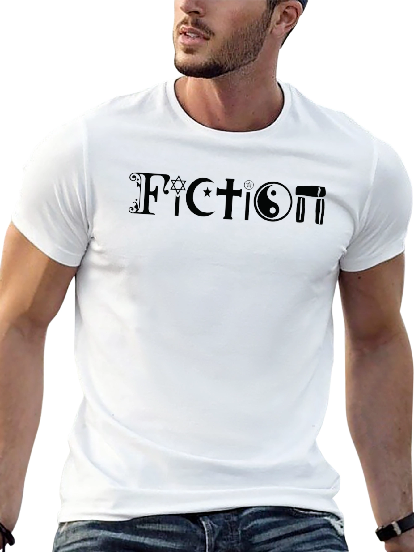 Fiction T-Shirt: Atheist Religious Symbol Blend