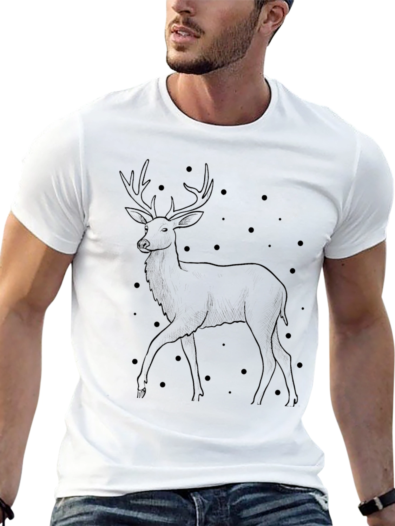 Mens Black Deer Graphic T-Shirt