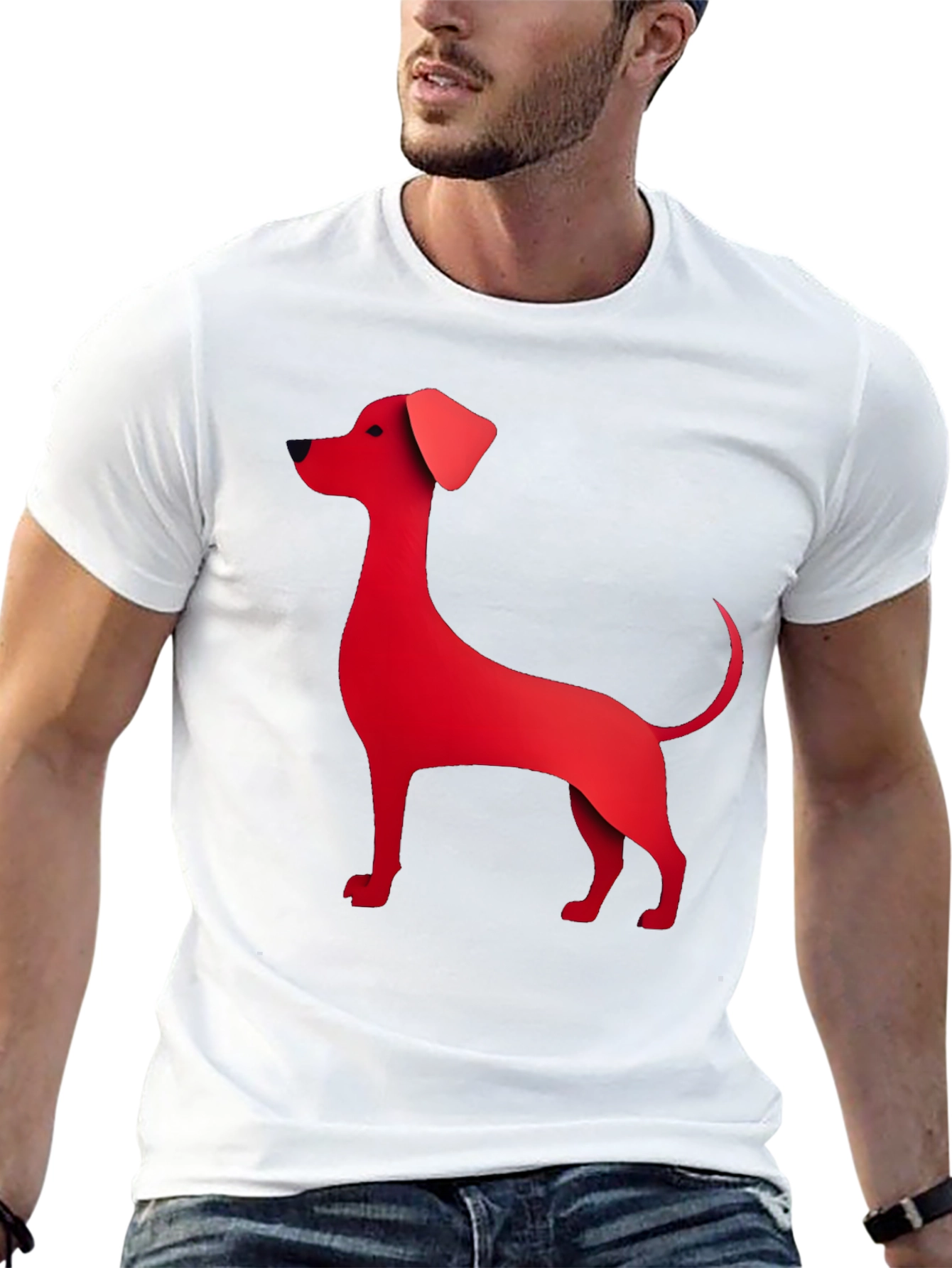 Red Dog Graphic Tee - Black Cotton Blend T-Shirt
