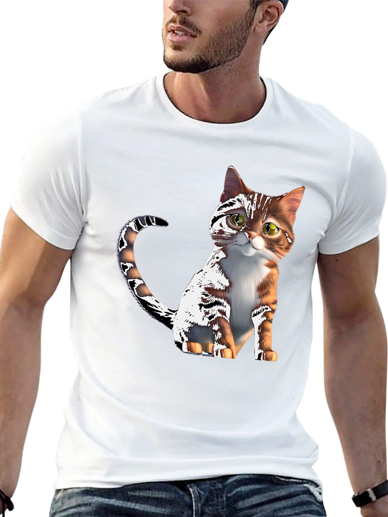 Cute Cartoon Cat Graphic T-Shirt