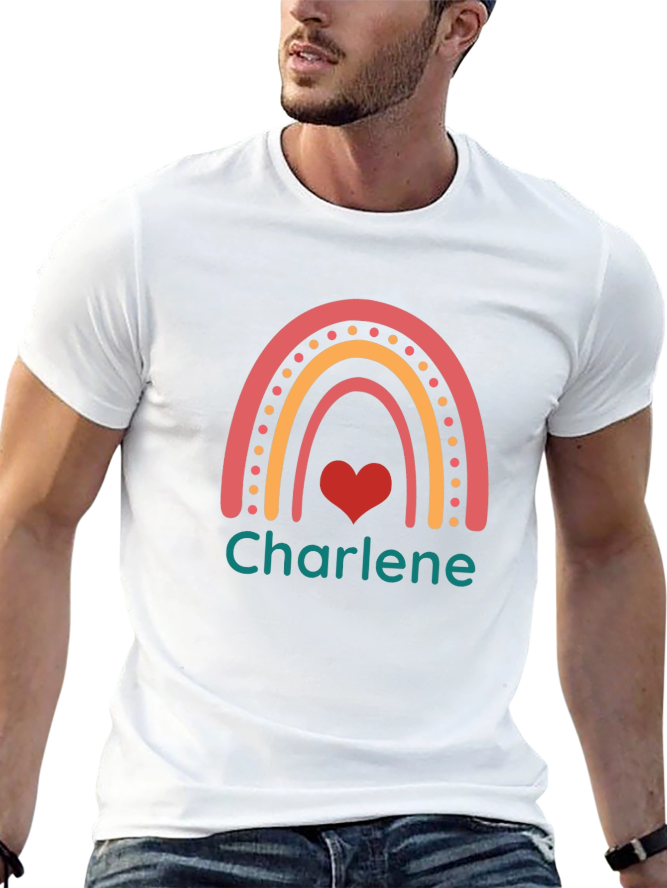 Charlene Rainbow Heart Graphic T-Shirt