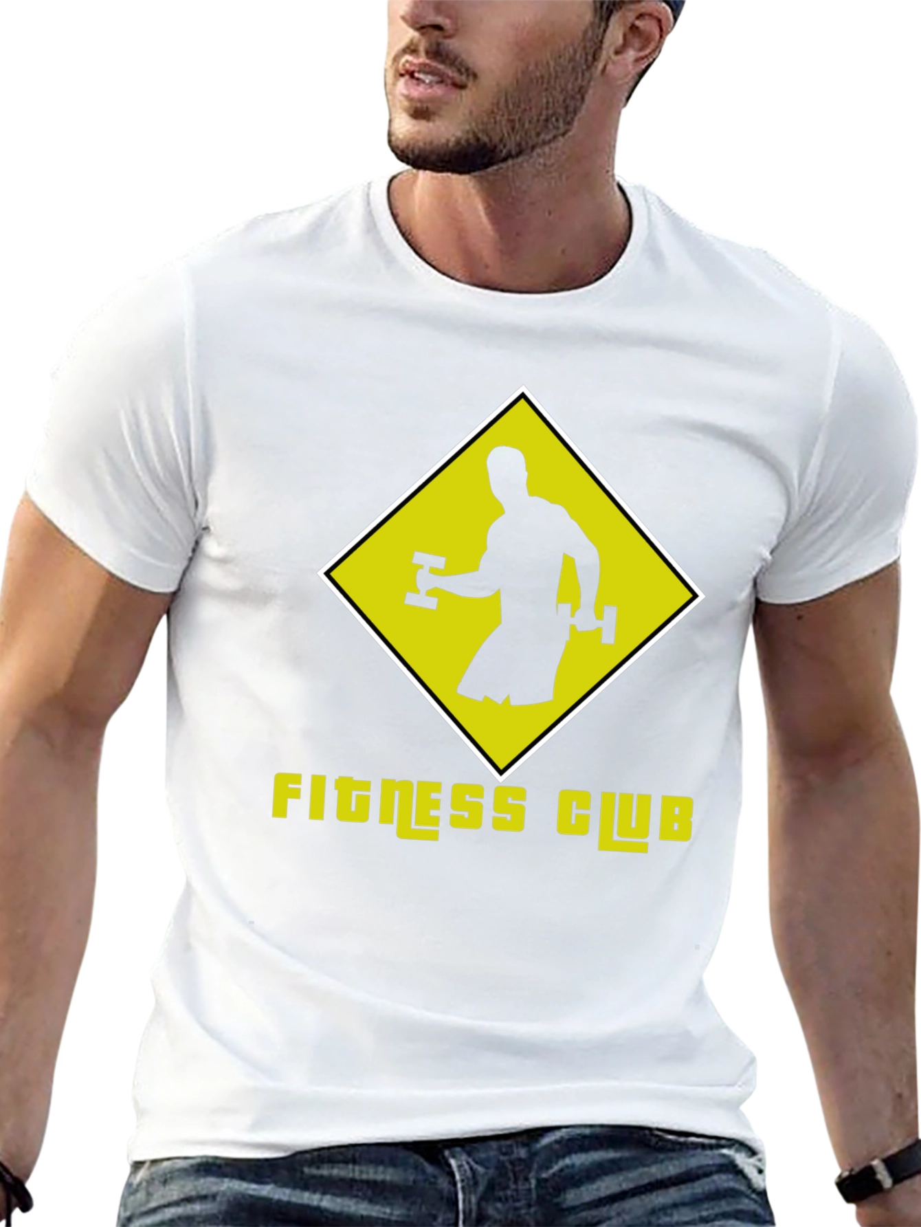 Fitness Club Graphic Tee - Black Cotton T-Shirt