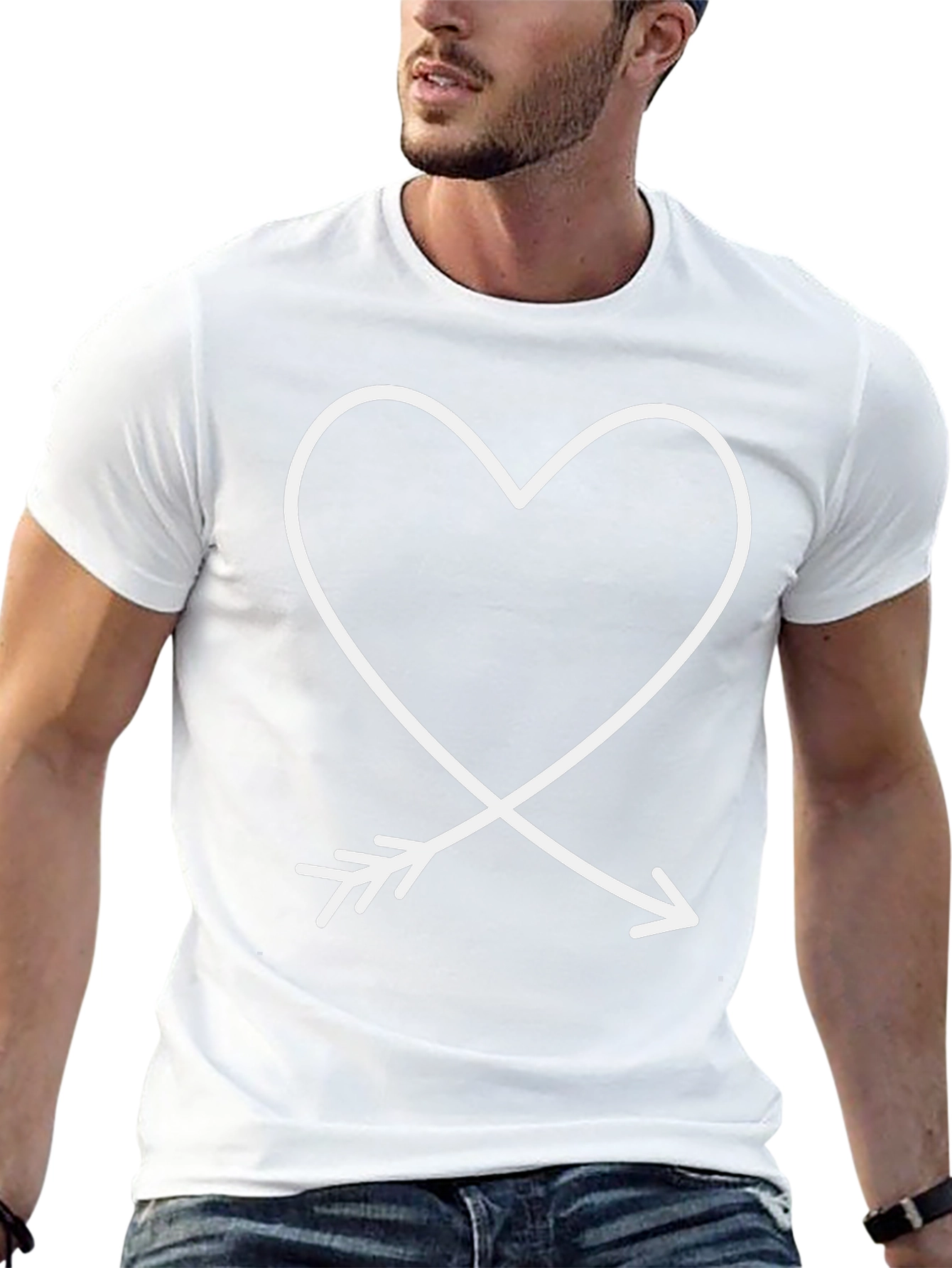 Heart & Arrow Graphic Tee - Casual Black T-Shirt