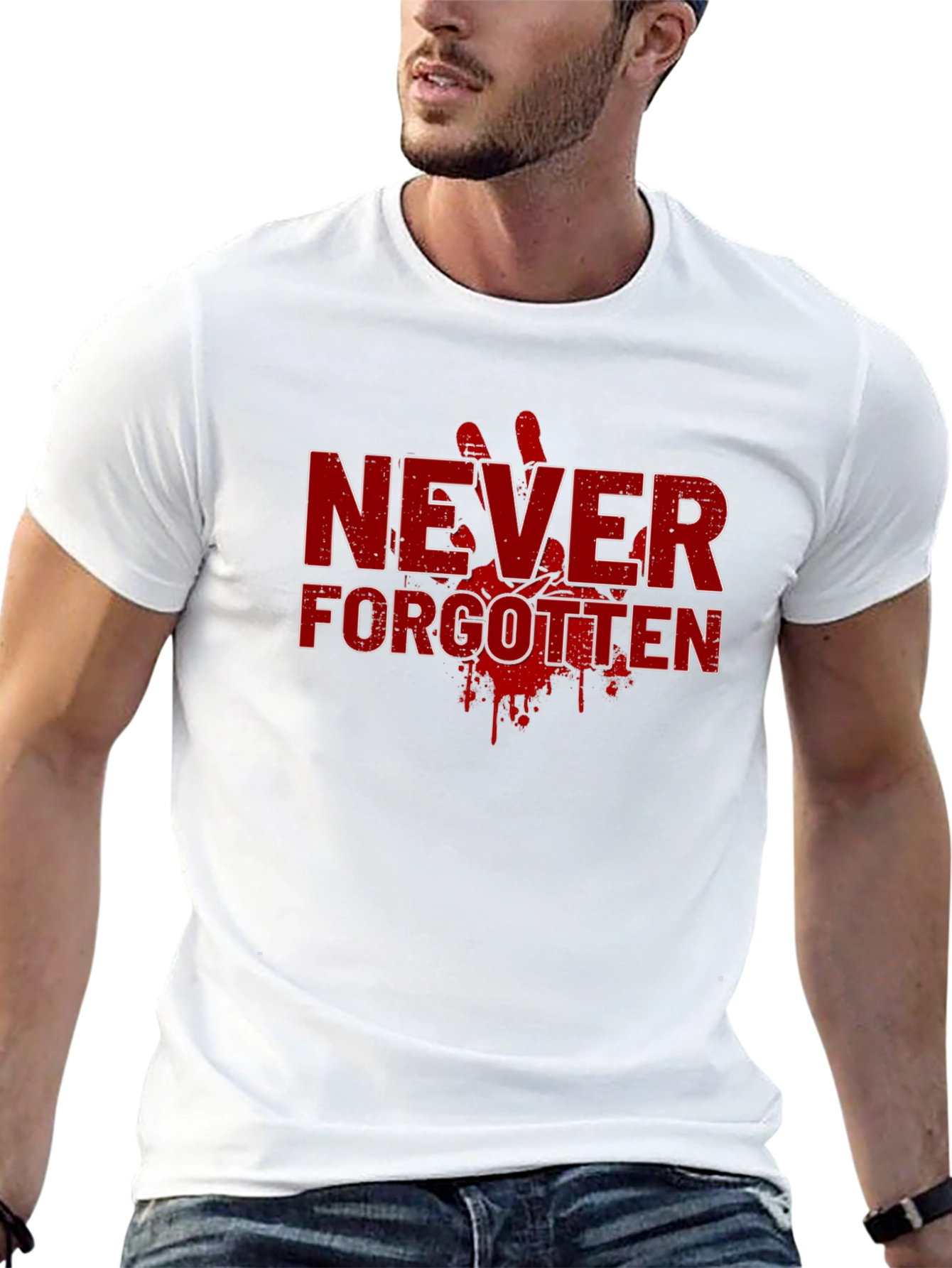 Never Forgotten Graphic Tee - Bold Red Design