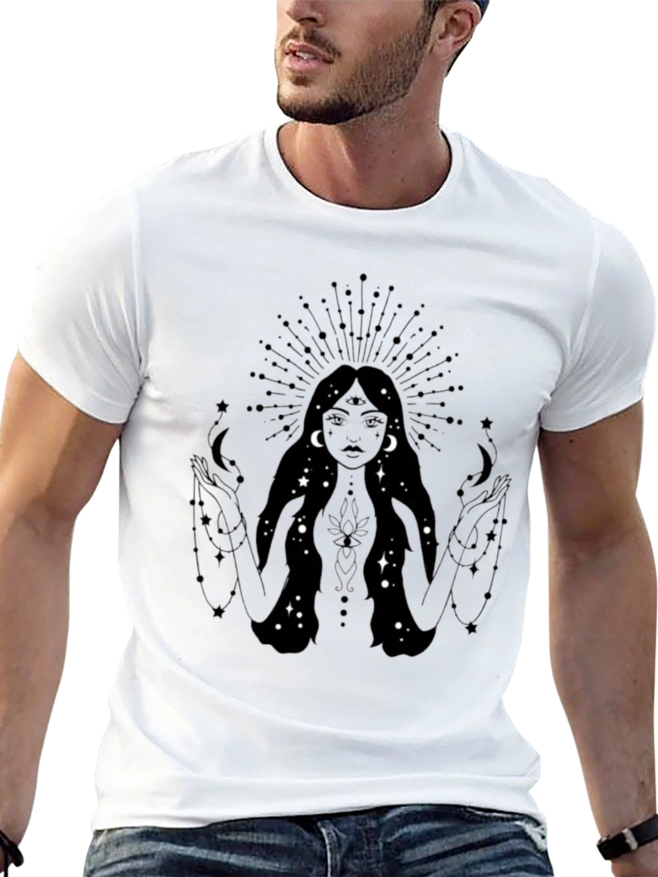 Mystic Goddess Graphic T-Shirt - Black