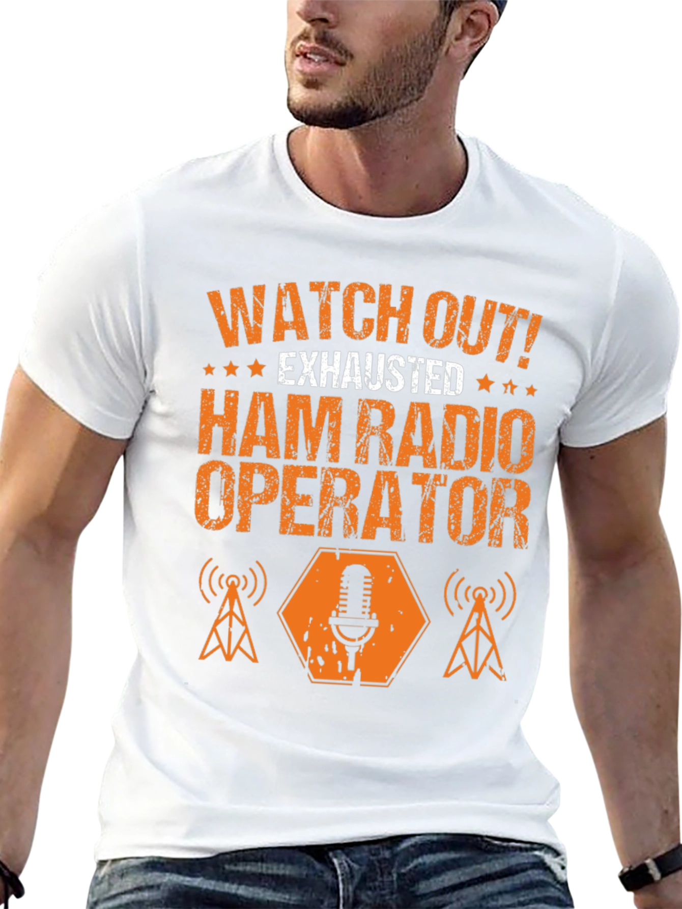 Exhausted Ham Radio Operator Graphic T-Shirt