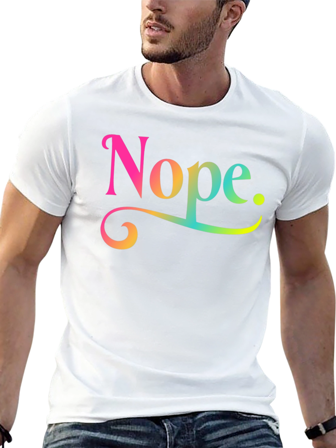 Nope Rainbow Text Graphic Novelty Tee