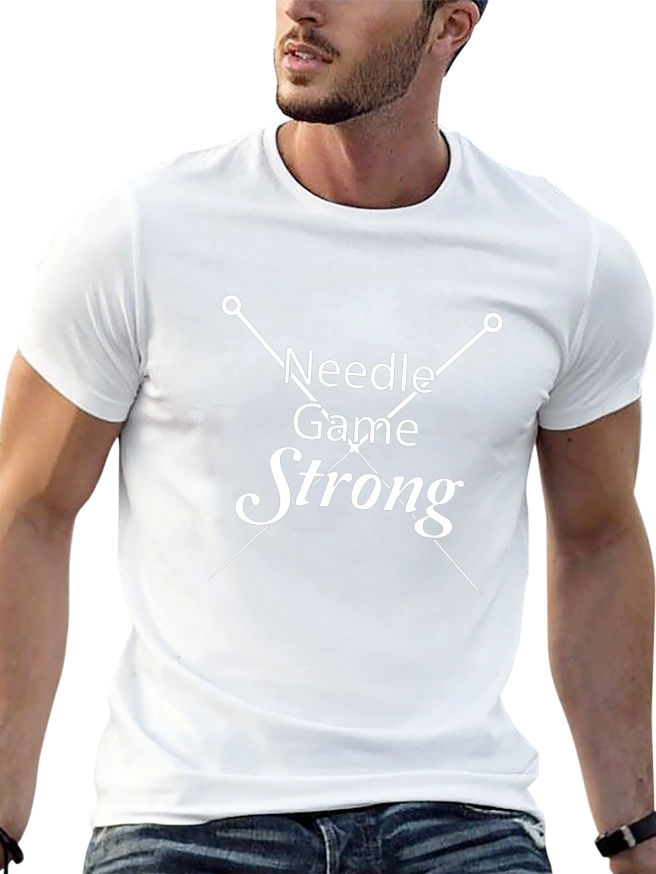 Needle Game Strong Black Cotton Tee