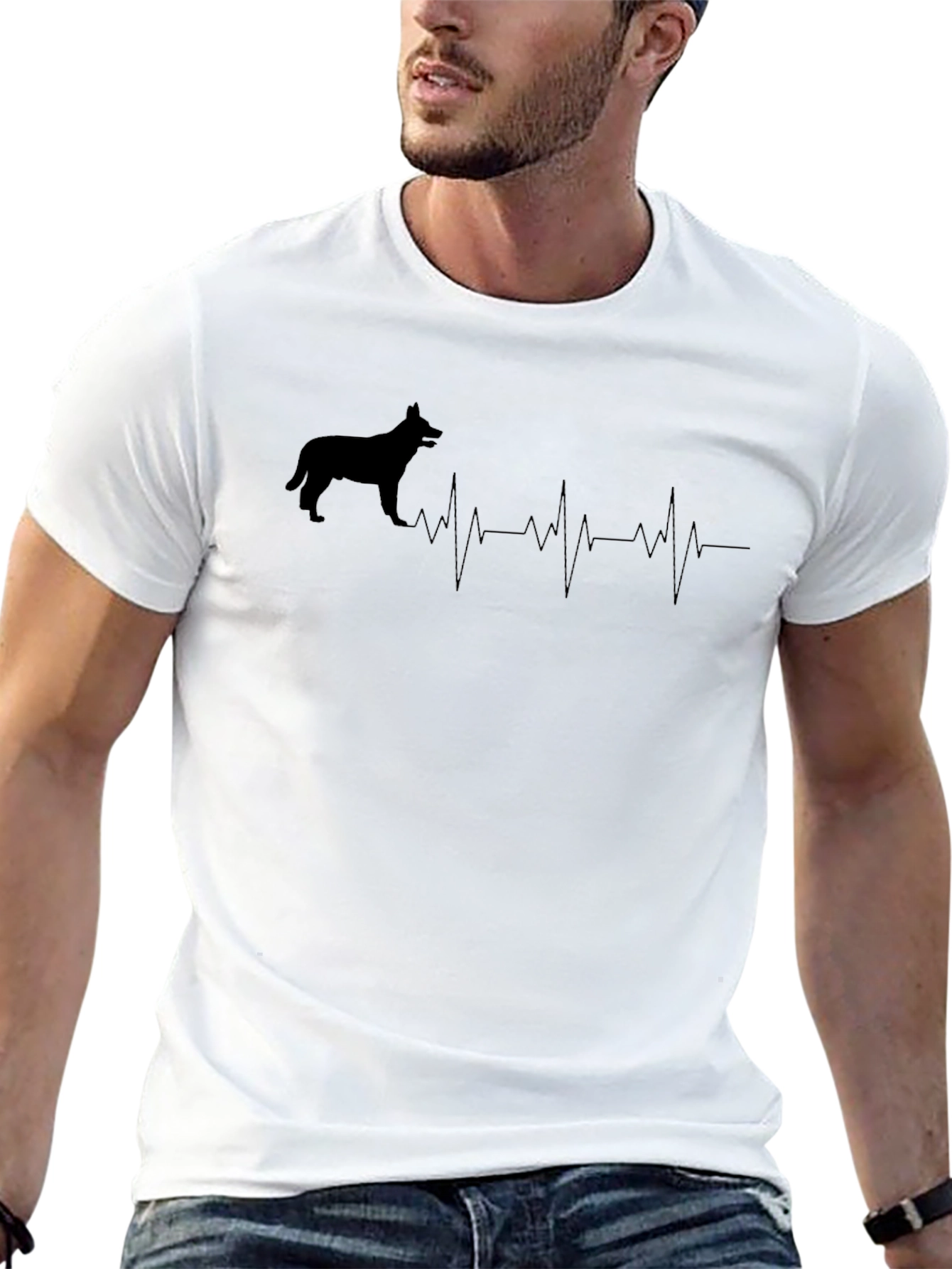 Dog Heartbeat T-Shirt - Mens Casual Tee