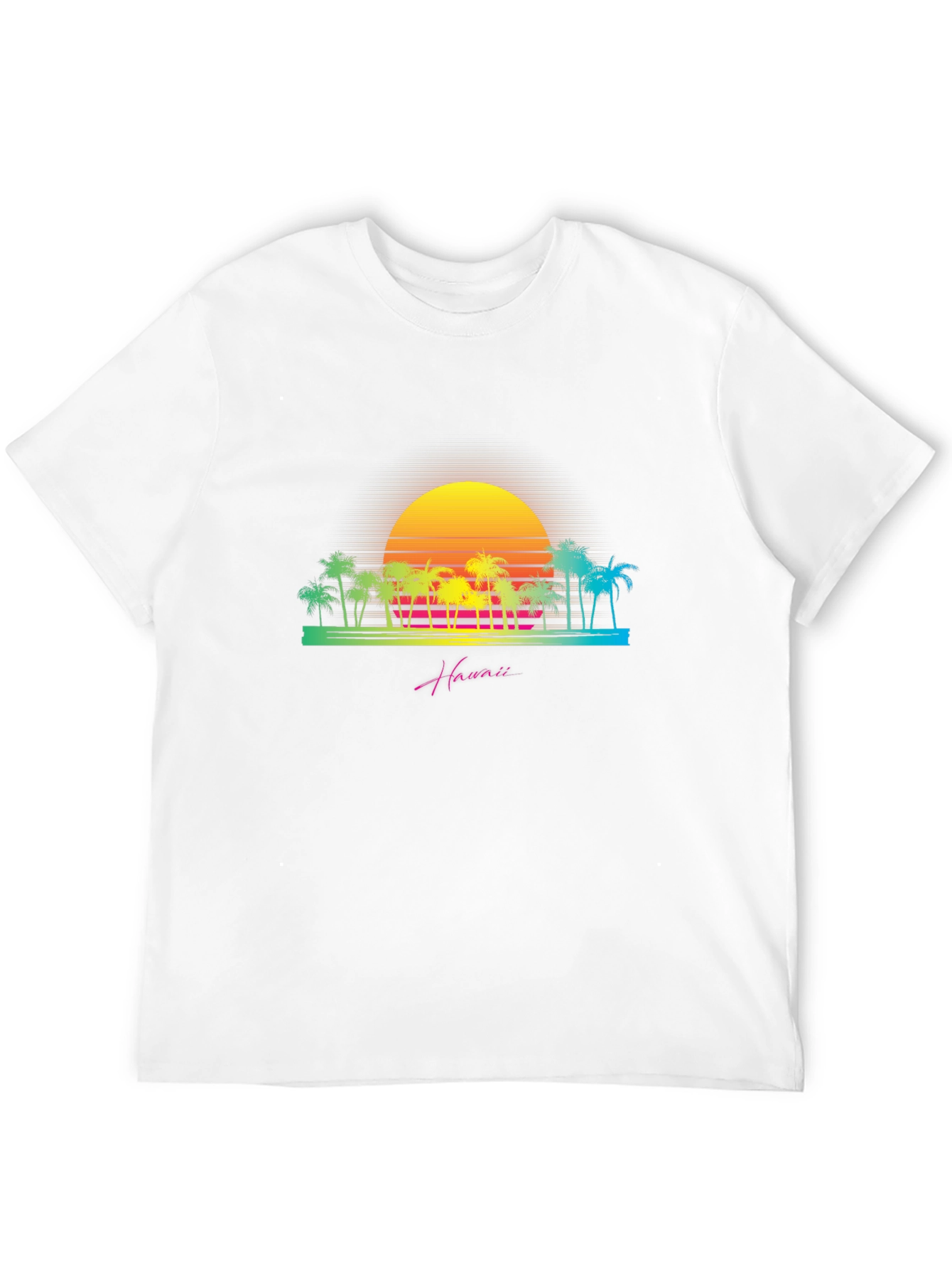 Retro Hawaii Sunset Palm Tree Graphic T-Shirt