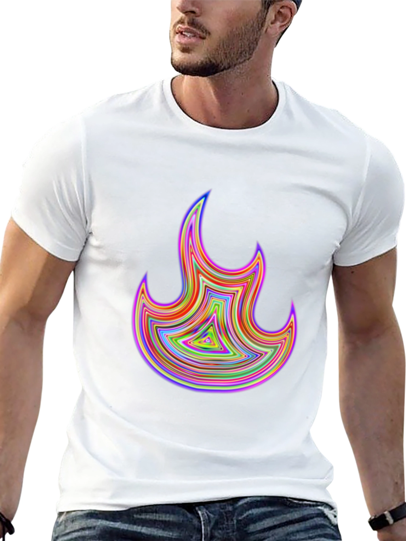 Psychedelic Flame Graphic Black T-Shirt