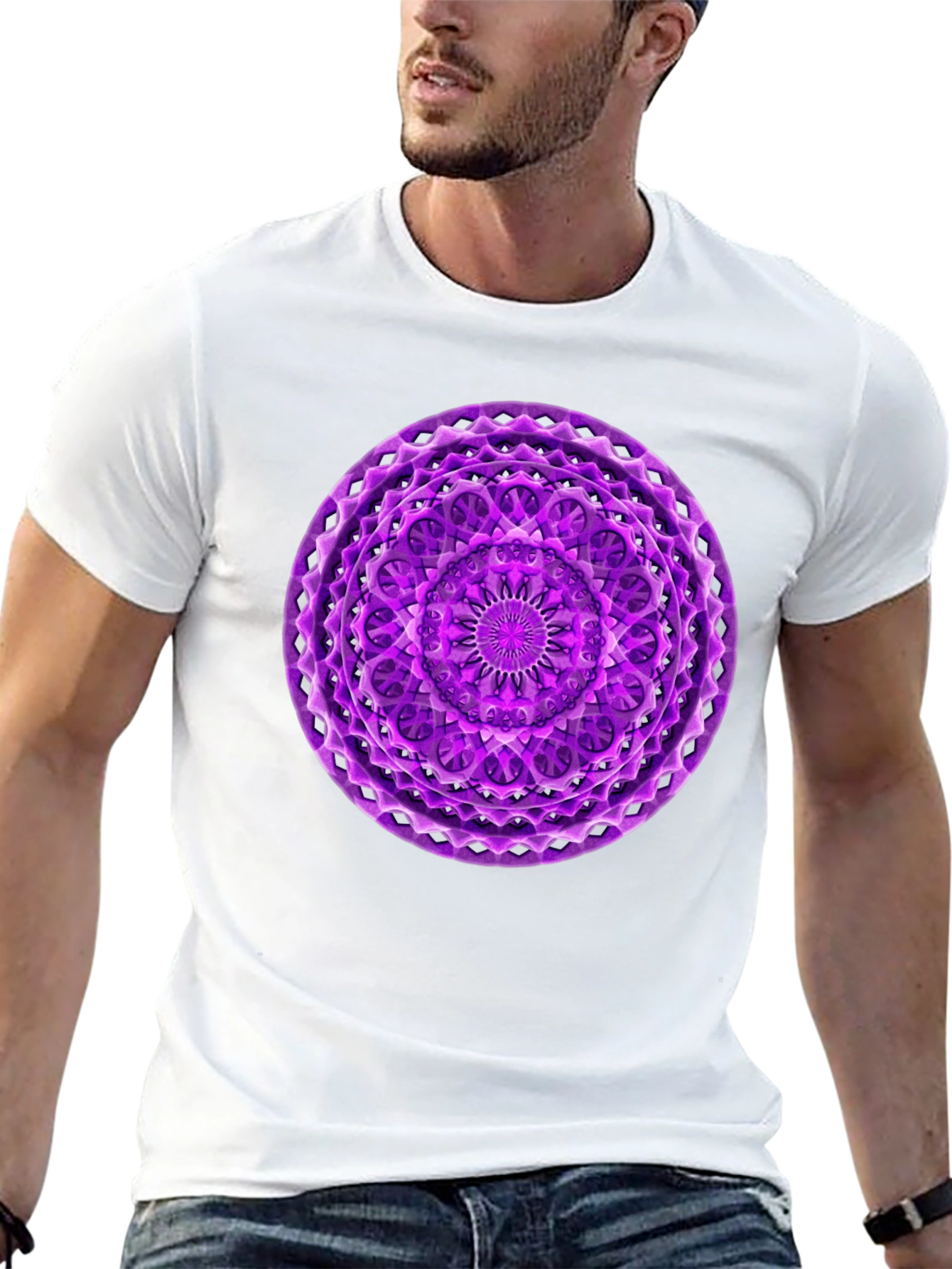 Purple Mandala Graphic Black T-Shirt