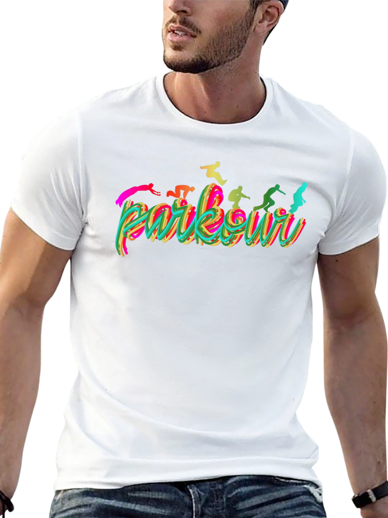 Parkour Silhouette Graphic Tee - Black
