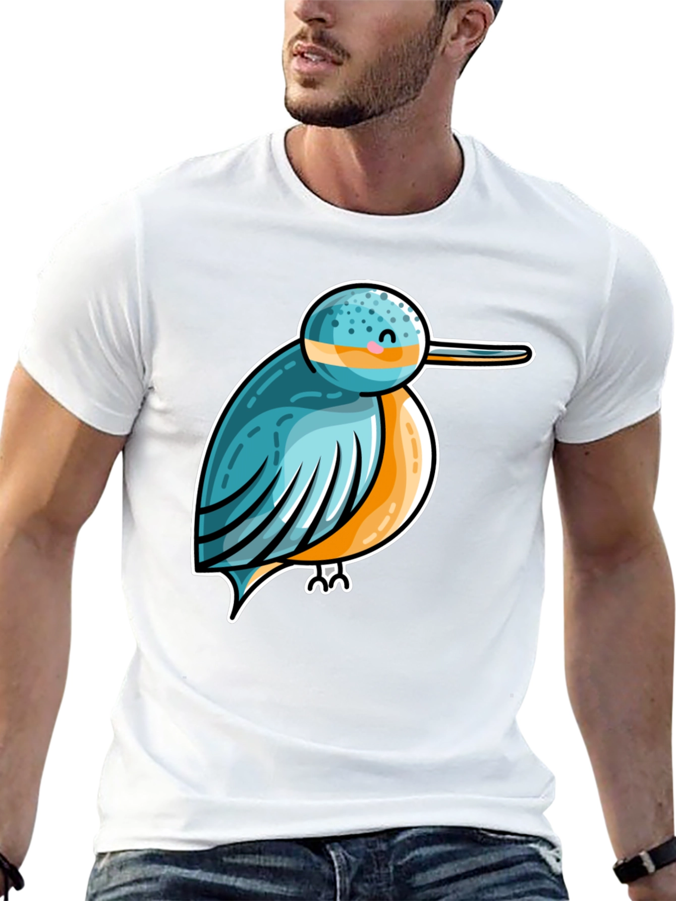 Cartoon Bird Graphic Tee - Unisex Black T-Shirt