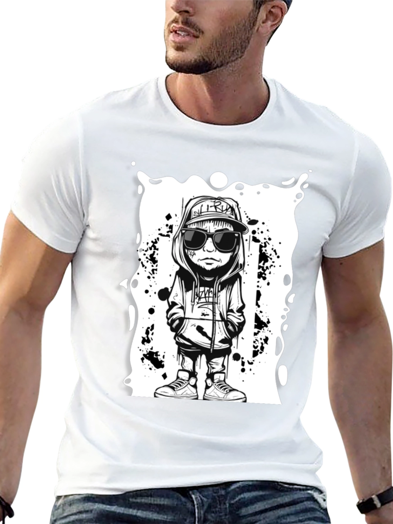 Cartoon Graphic Black Tee