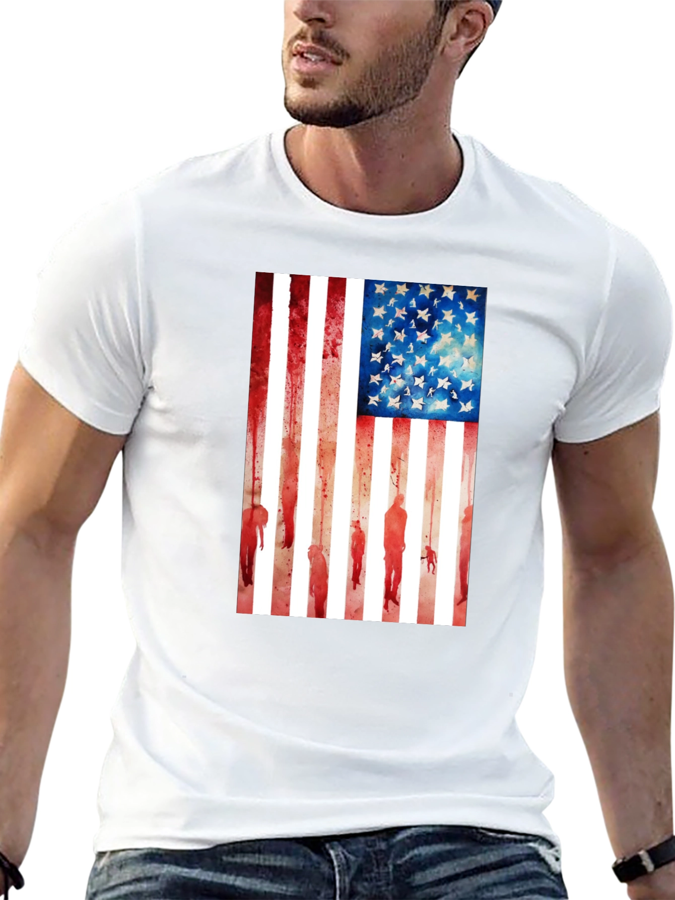 American Flag Graphic Tee - Black