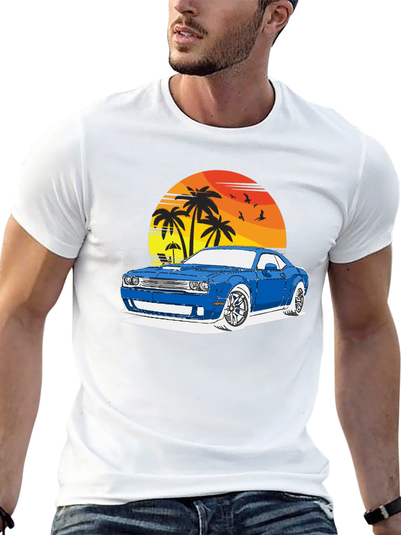 Sunset Muscle Car Graphic Tee