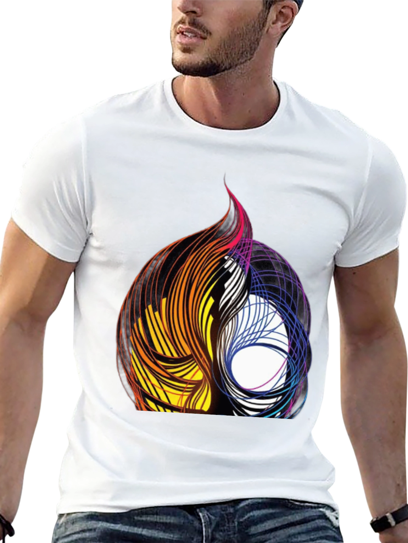 Abstract Swirl Graphic Black Tee