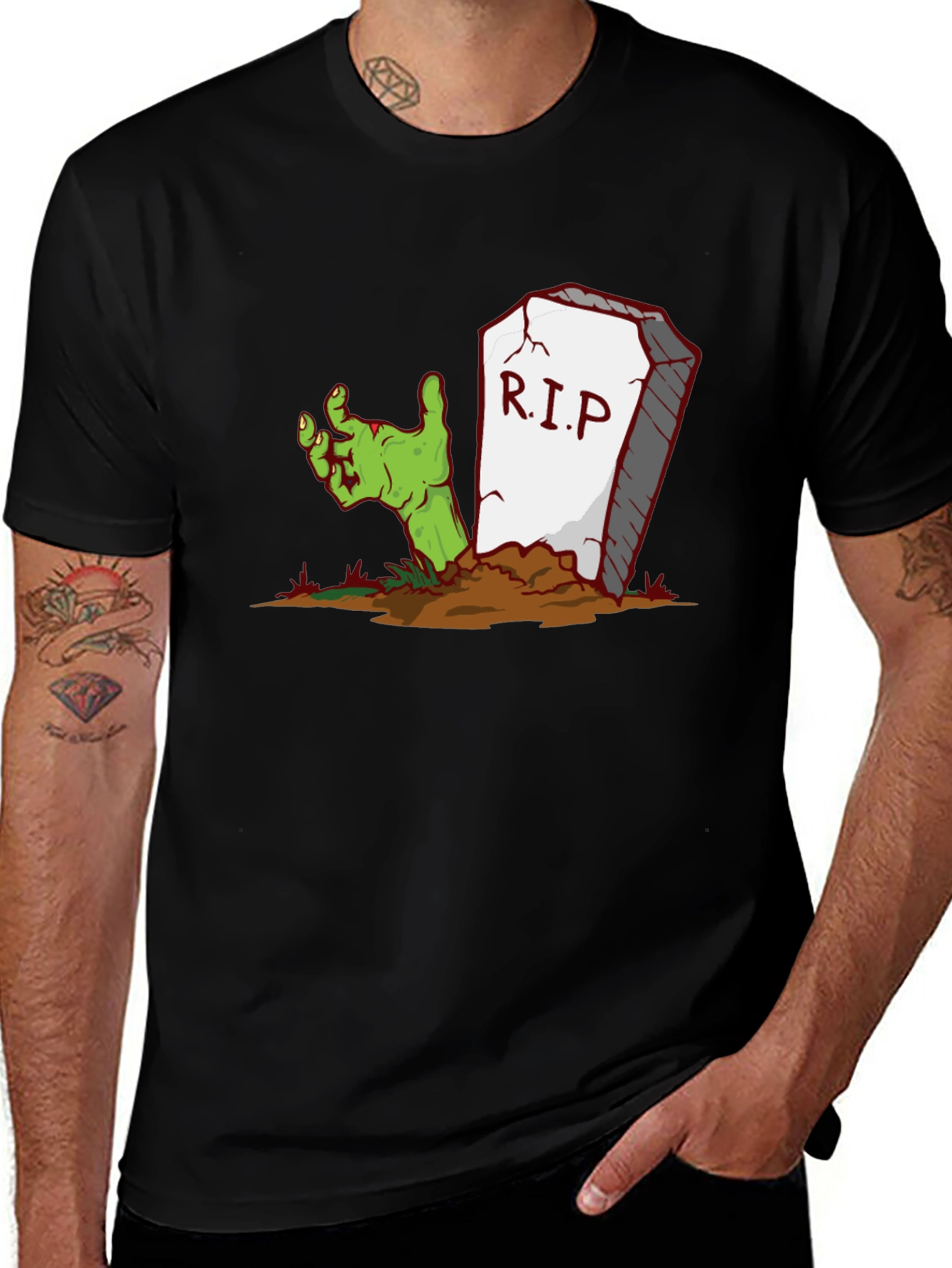 Zombie Hand RIP T-Shirt - Halloween Apparel