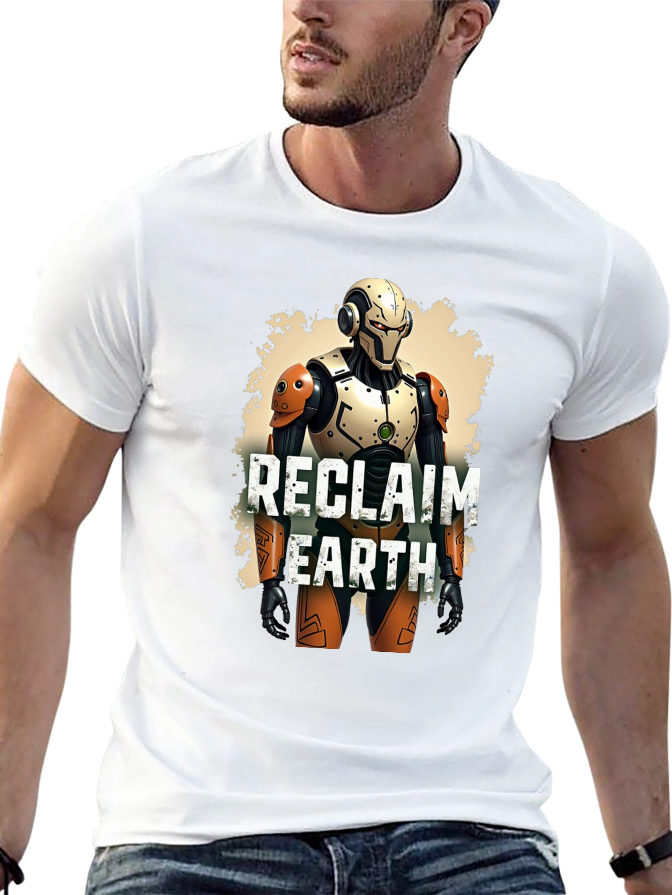 Reclaim Earth Robot Graphic Black T-Shirt