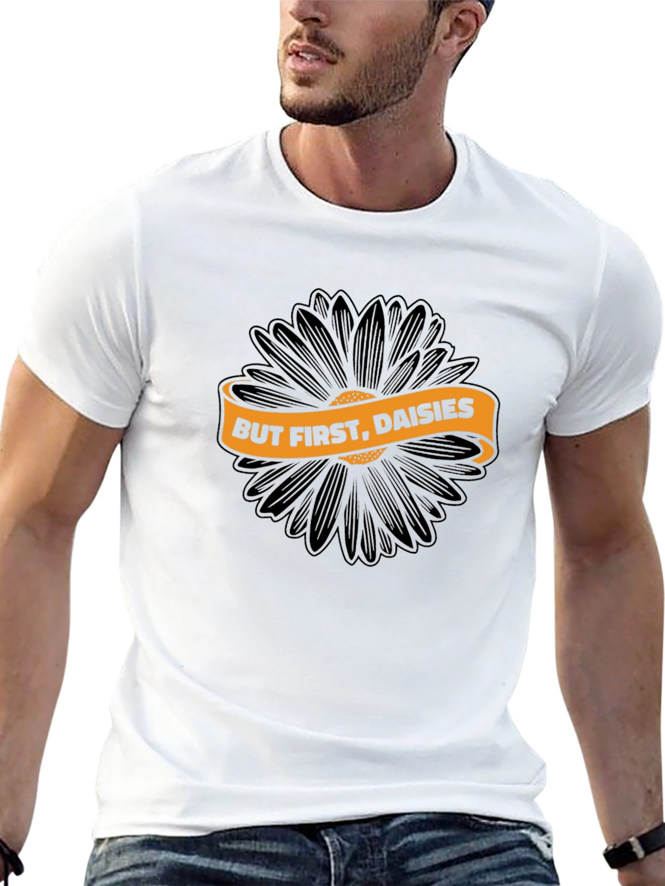 But First Daisies Black Graphic Tee