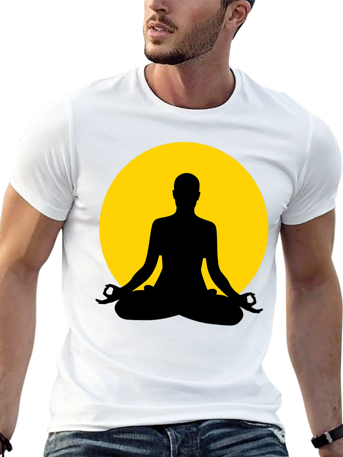 Yoga Meditation Silhouette Tee - Black