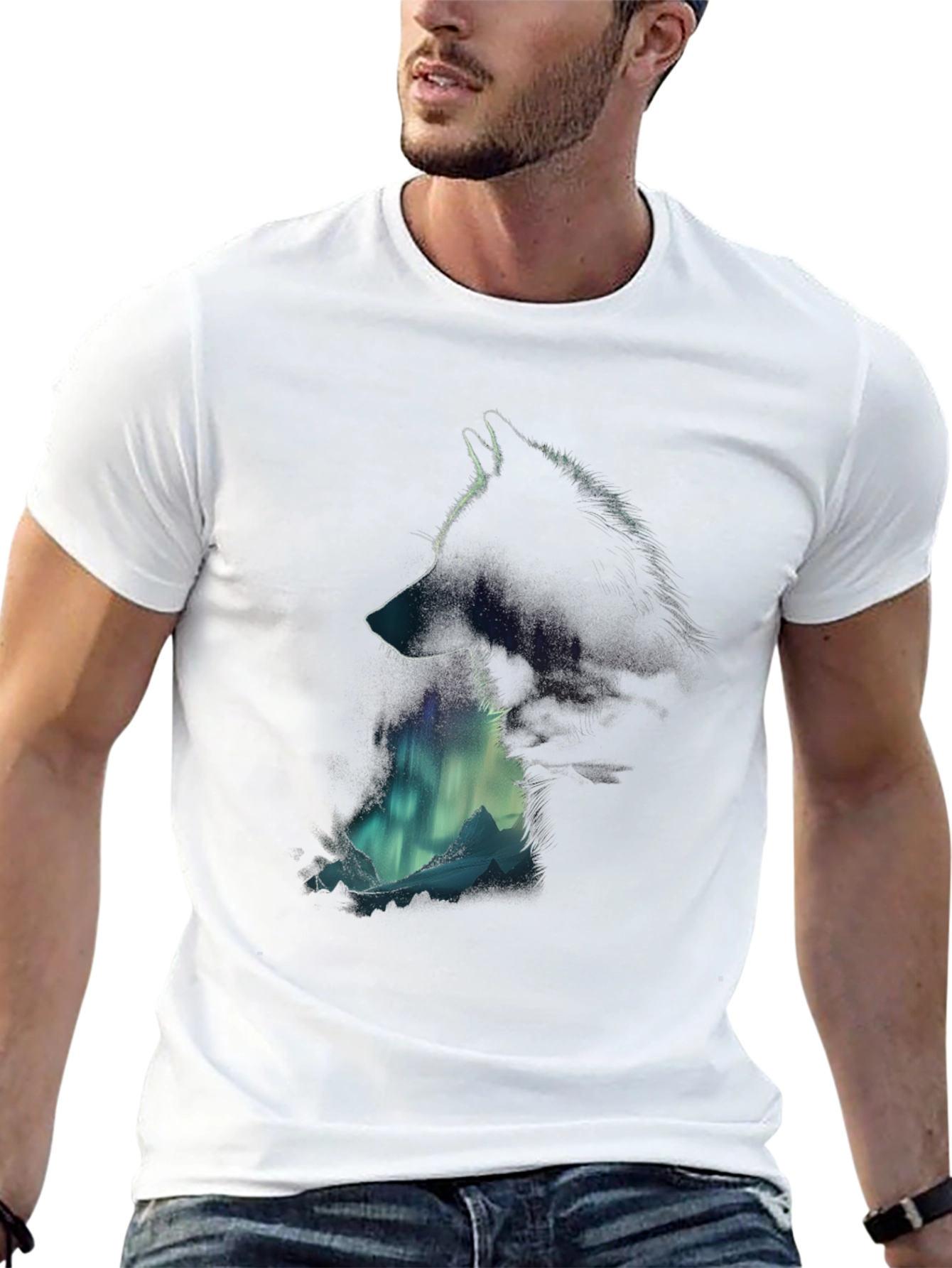 Wolf Silhouette T-Shirt - Aurora Mountain Design