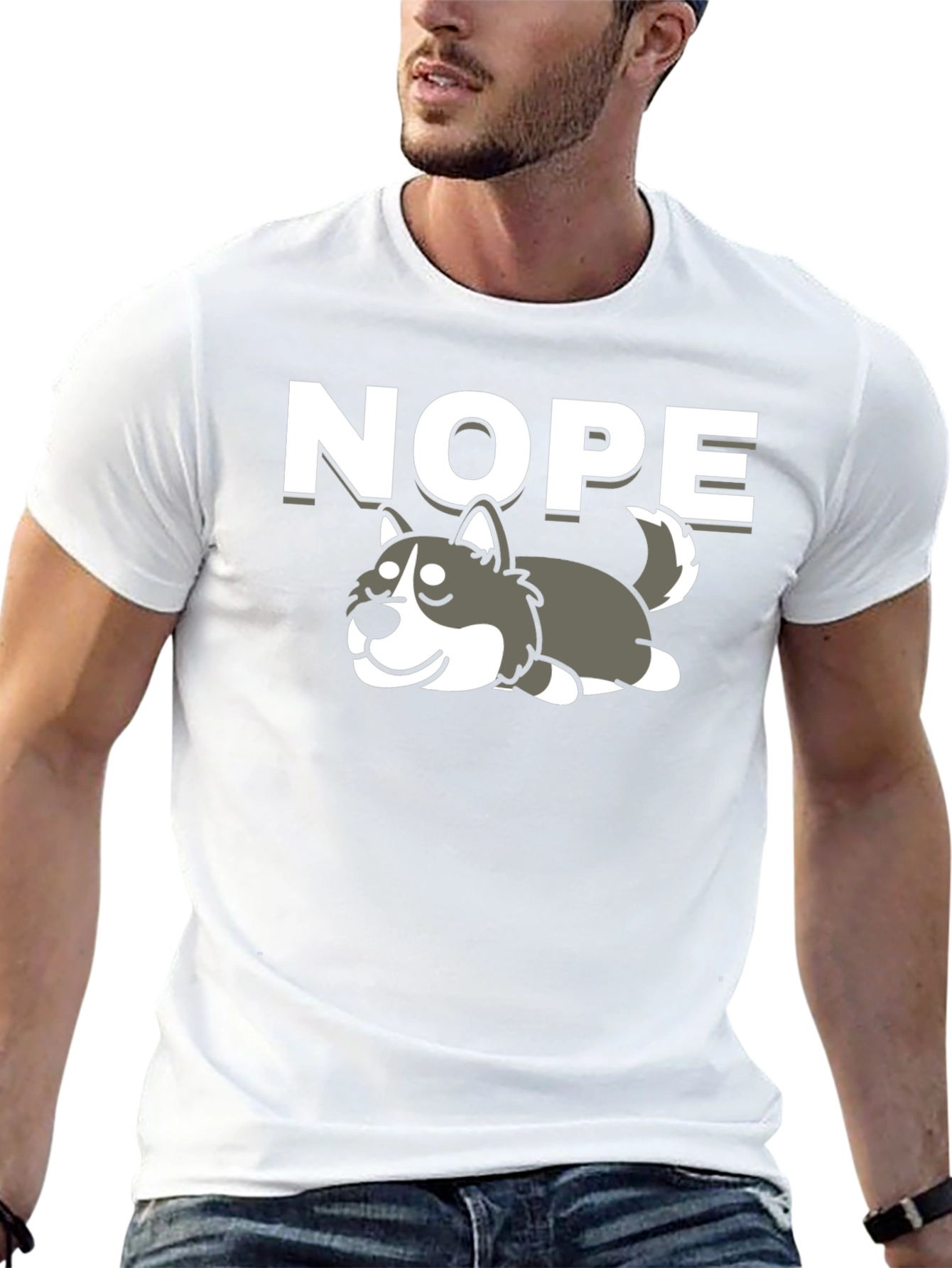 Nope Lazy Husky Graphic Tee