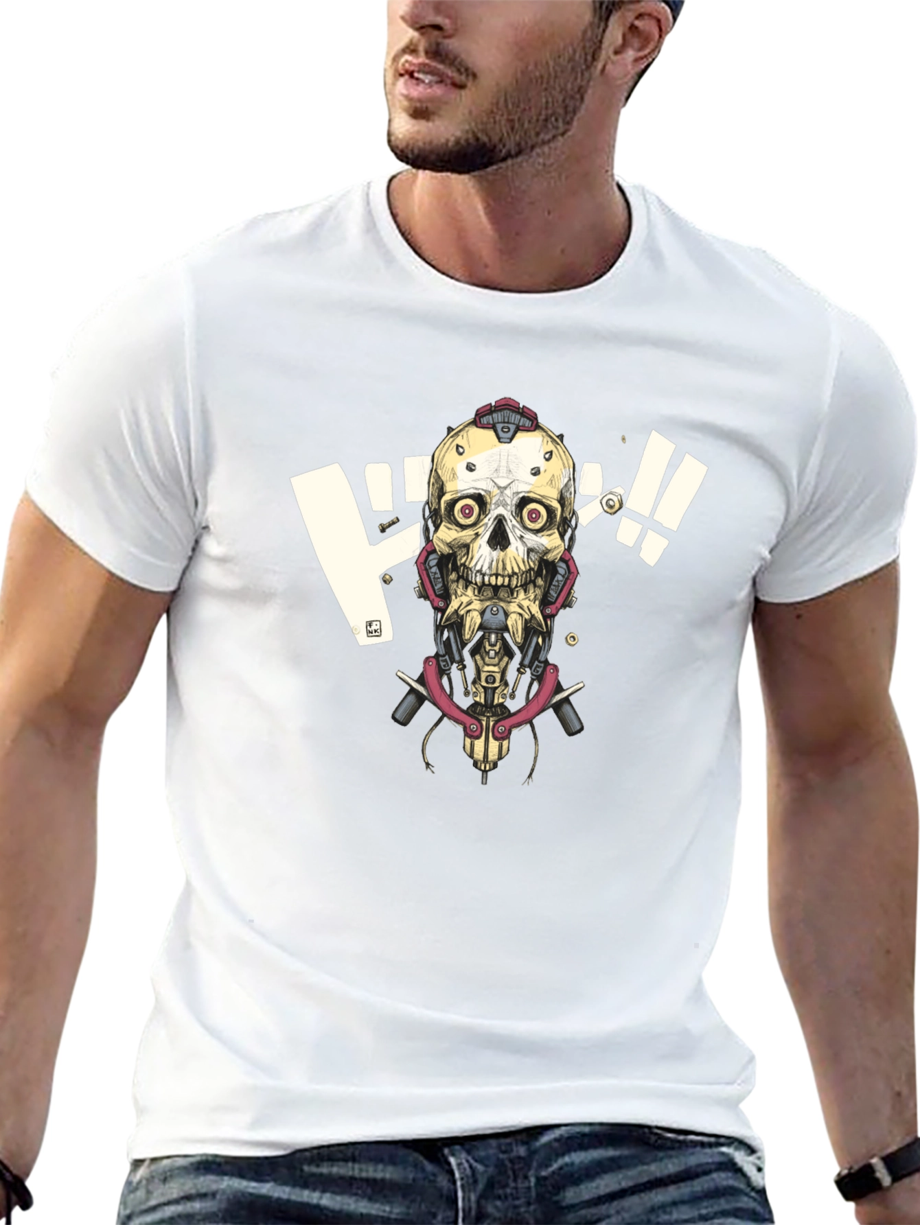 Cyberpunk Skull Graphic Tee - Edgy Streetwear Style