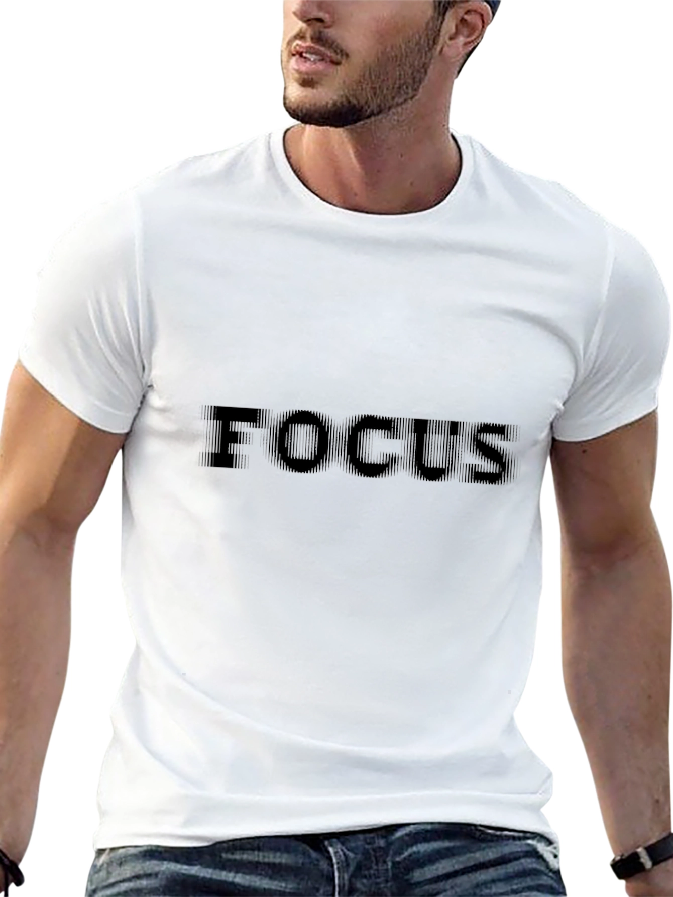Mens Focus Graphic Print Black T-Shirt