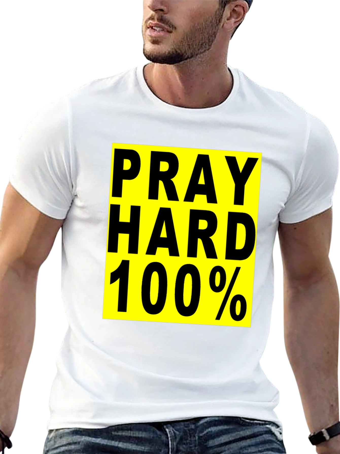 Pray Hard 100% Graphic T-Shirt - Black