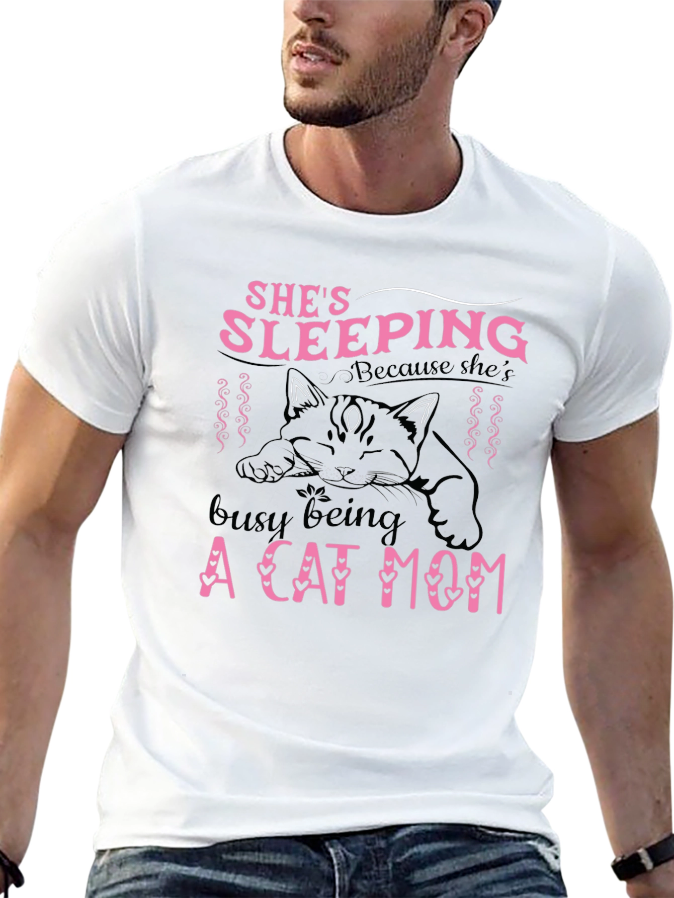 Shes Sleeping Cat Mom T-Shirt