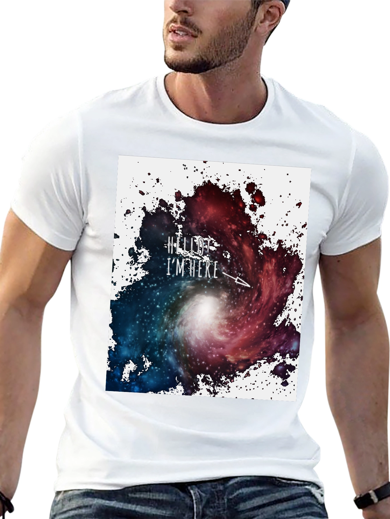 Galaxy Space T-Shirt - Hello Im Here Design