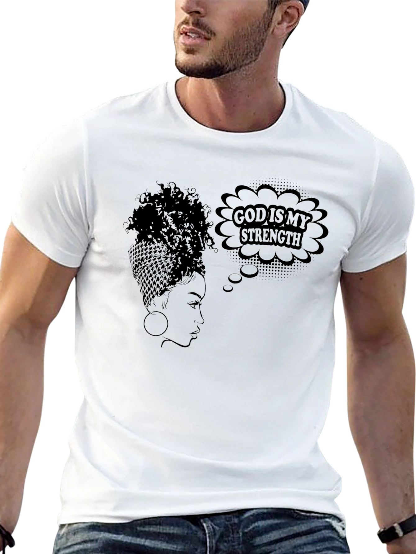 God is My Strength Black Graphic T-Shirt